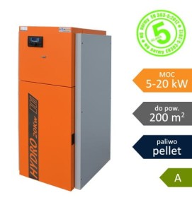 Piece z wbudowanym podajnikiem i koszem na pellet - Hydro